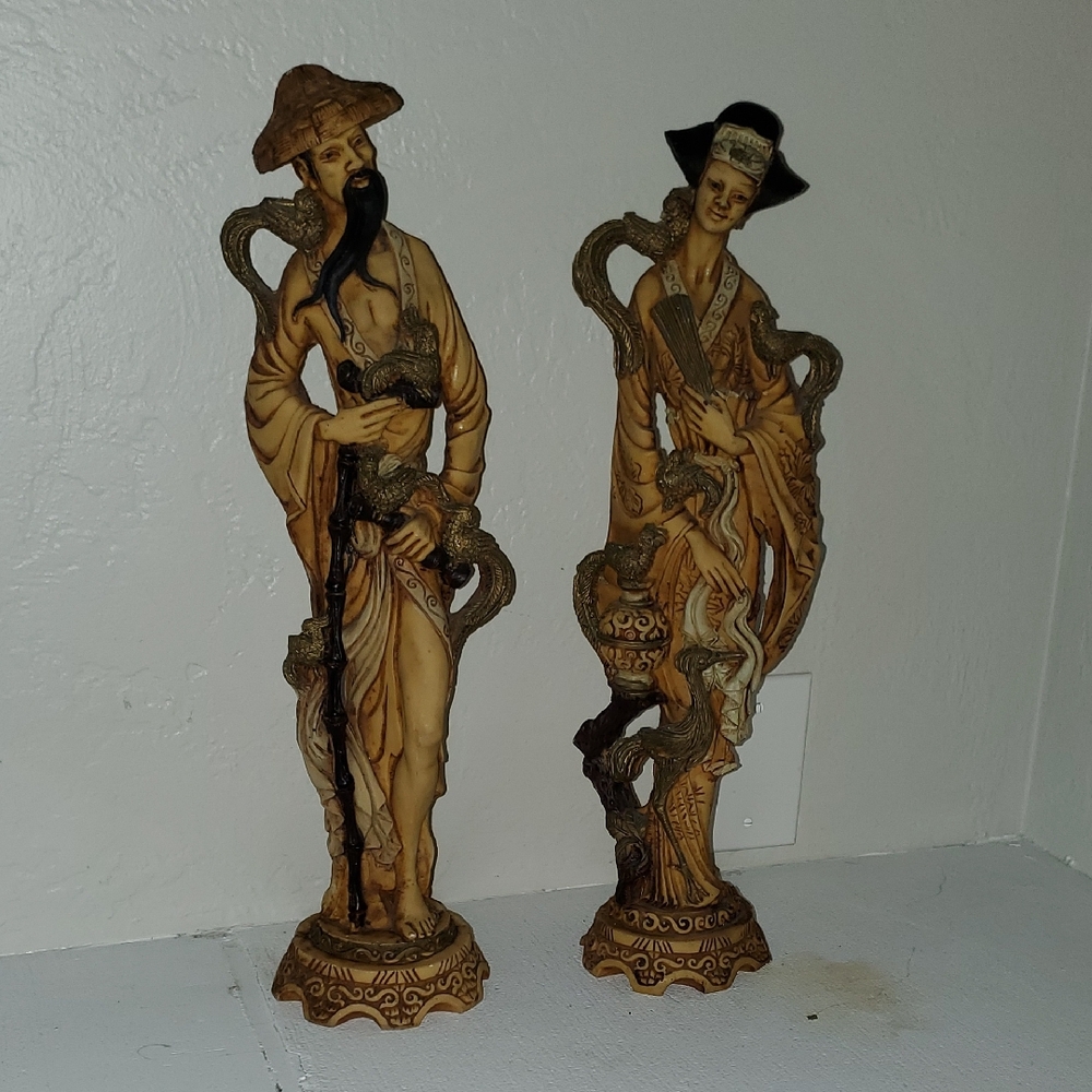 Oriental Figurine Set in Tan and Brown